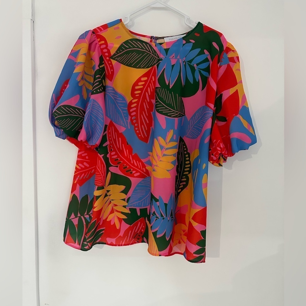 Sugarlips Multicolor Leaf Print Top